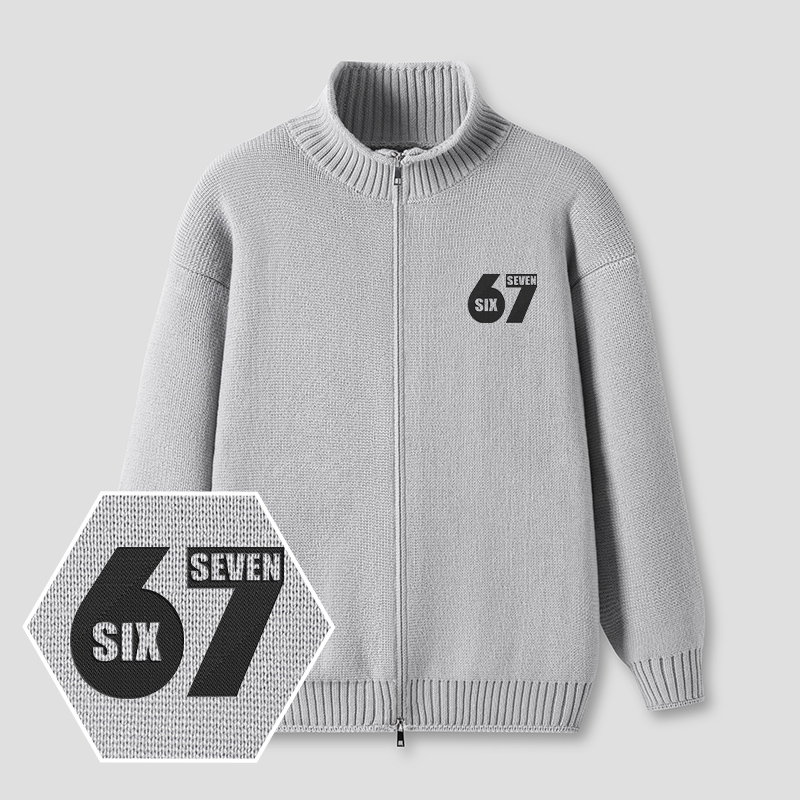 Six And Seven Embroidered?Full?Zip?Cardigan