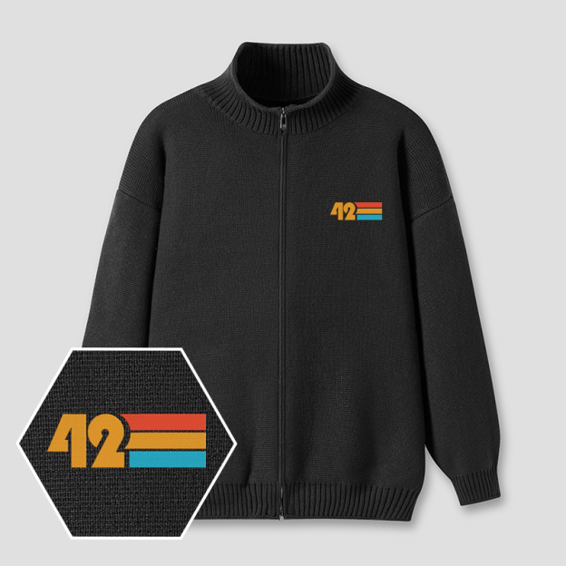 42 Spectrum Embroidered?Full?Zip?Cardigan