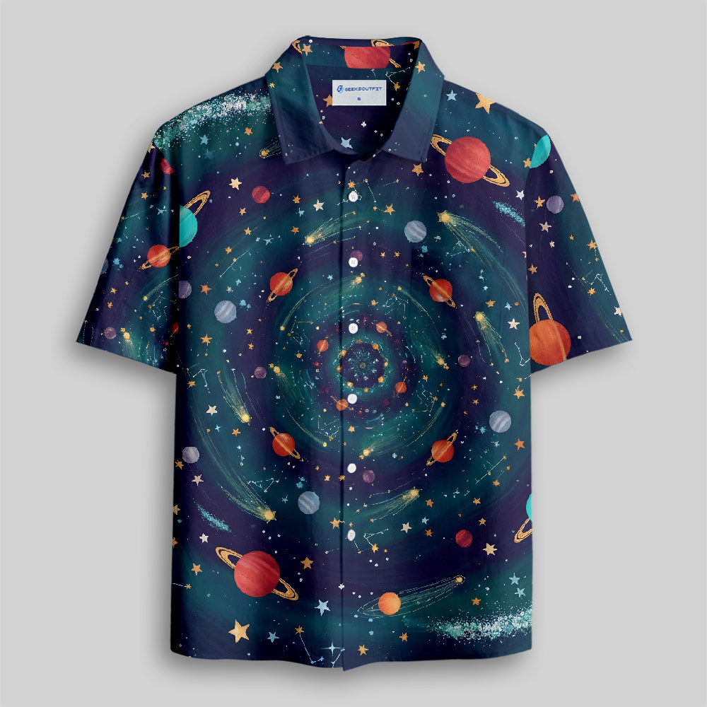 Geeksoutfit Dance of the Cosmic Melody Button Up Pocket Shirt for Sale