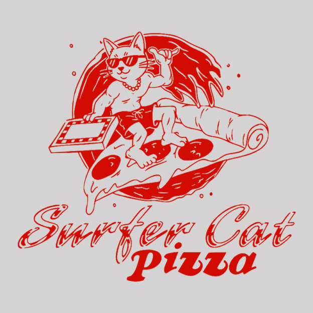 SURFER CAT PIZZA Geek T-Shirt