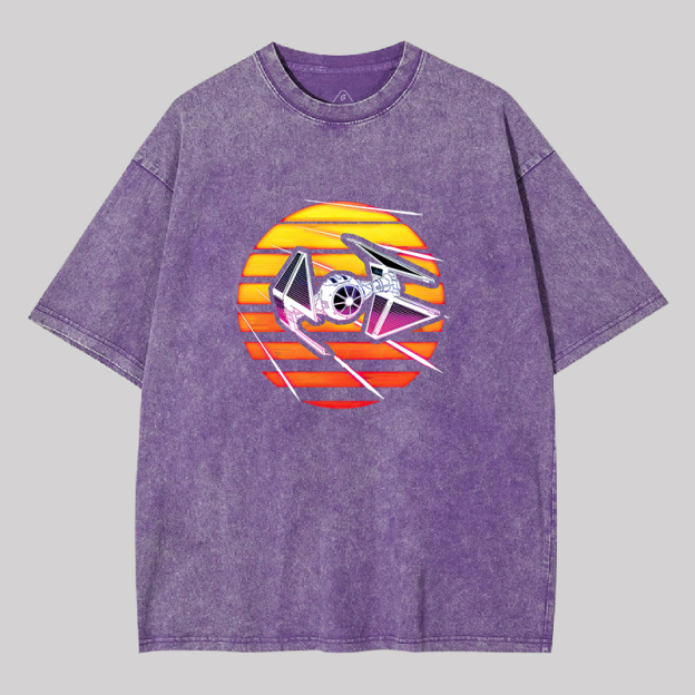 Synthwave TIE Interceptor Geek Washed T-shirt