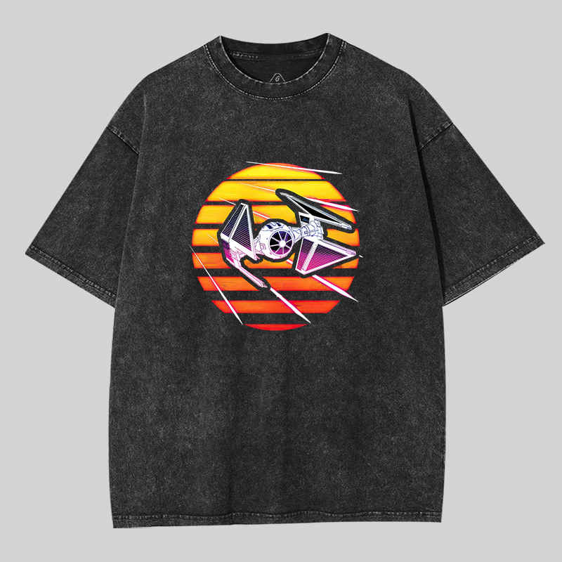 Synthwave TIE Interceptor Geek Washed T-shirt