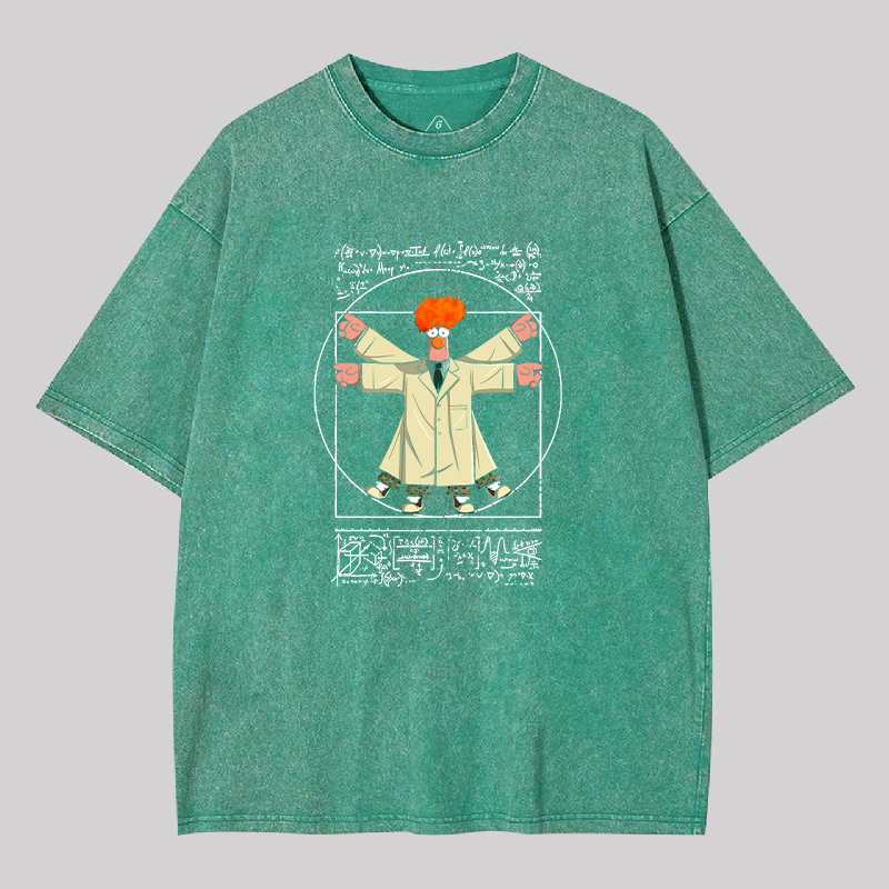 Vitruvian Puppet Geek Washed T-shirt