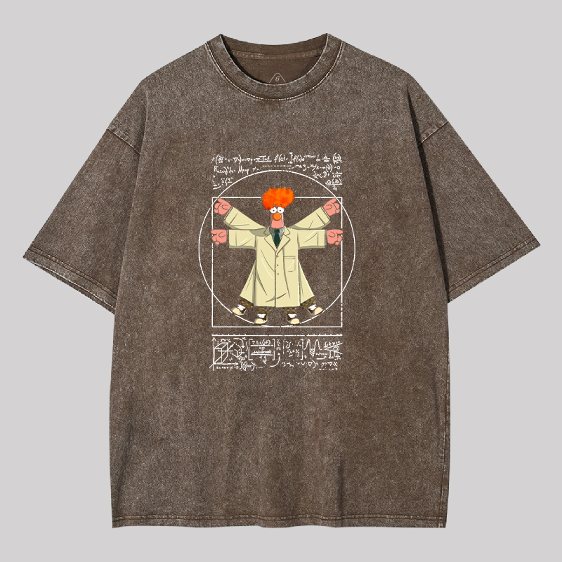 Vitruvian Puppet Geek Washed T-shirt