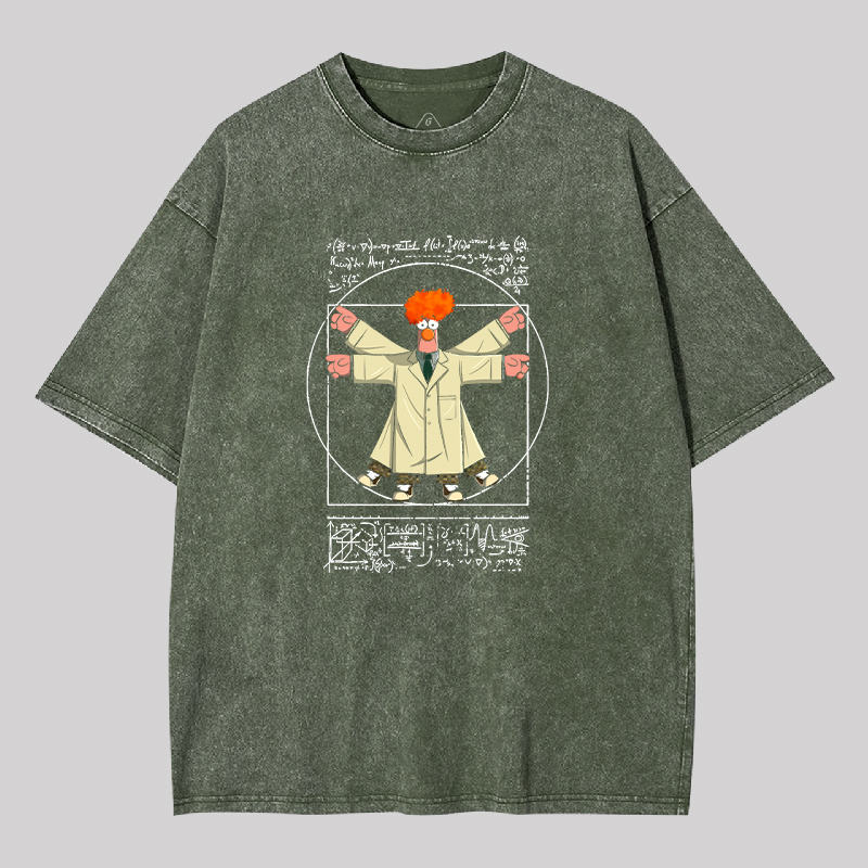 Vitruvian Puppet Geek Washed T-shirt