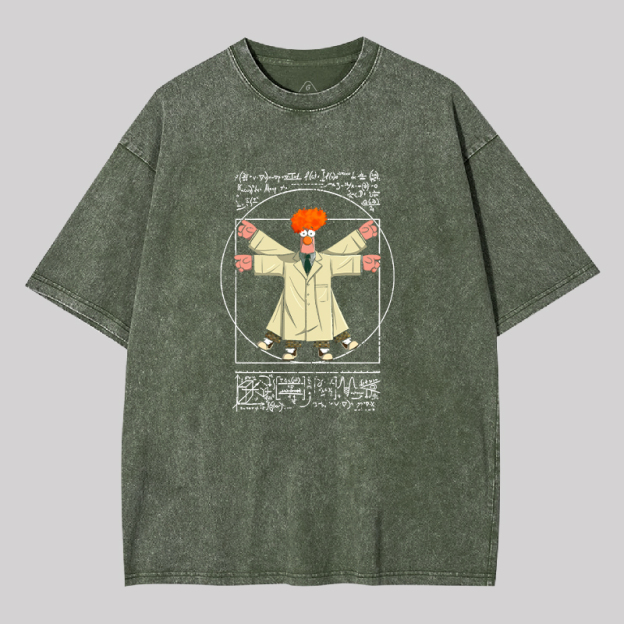 Vitruvian Puppet Geek Washed T-shirt