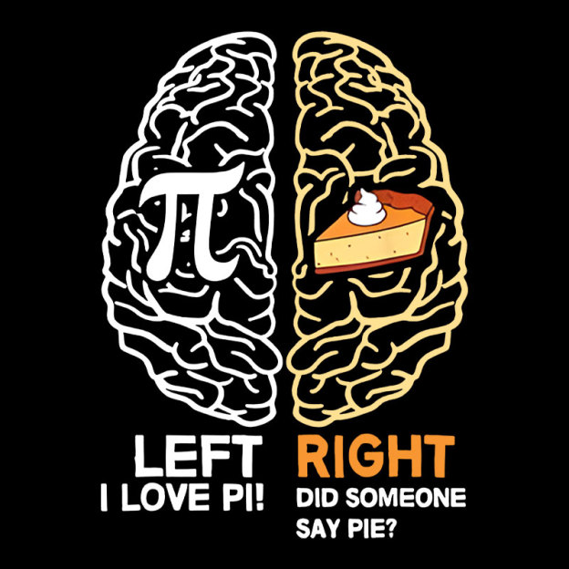 Funny Pi Day Left Vs Right Brain Pie Geek T-Shirt