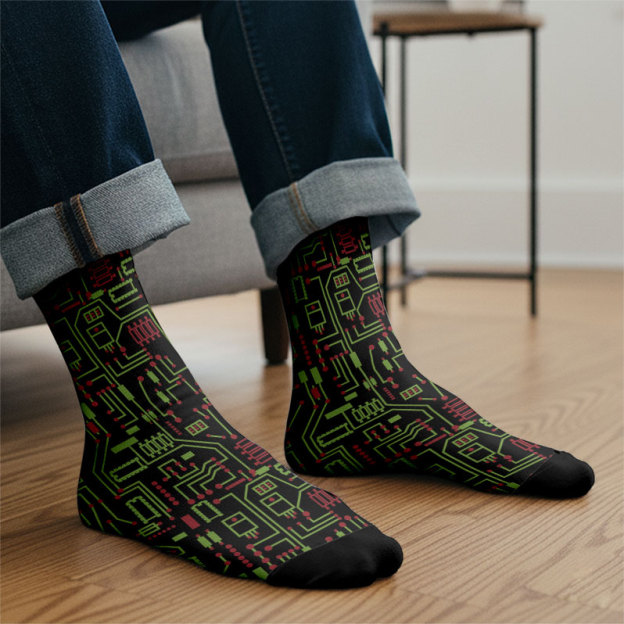 Christmas Circuit Board Men's Socks