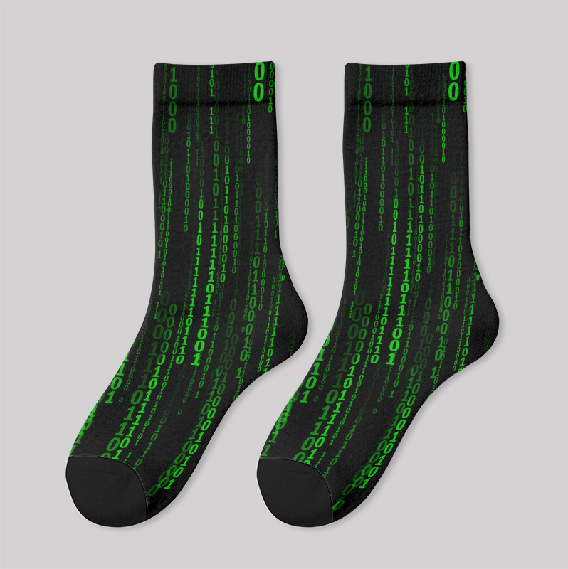 Follow the White Rabbit Black Green Design Art Men's Socks