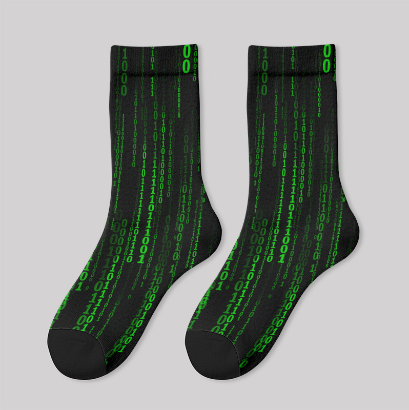 Follow the White Rabbit Black Green Design Art Men's Socks