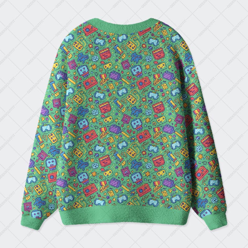 Retro Gaming Fiesta Geek Ugly Cardigan Sweaters 