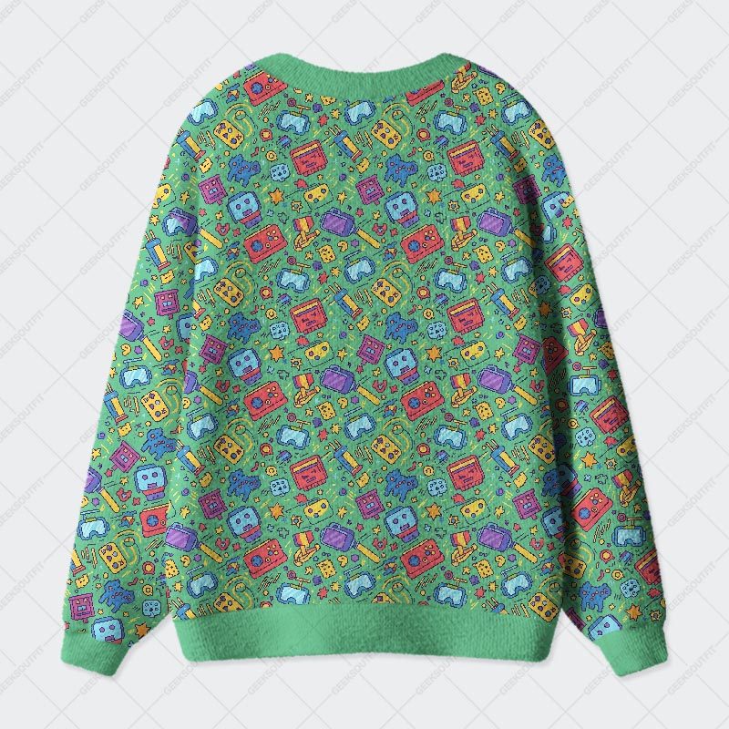 Retro Gaming Fiesta Geek Ugly Cardigan Sweaters 