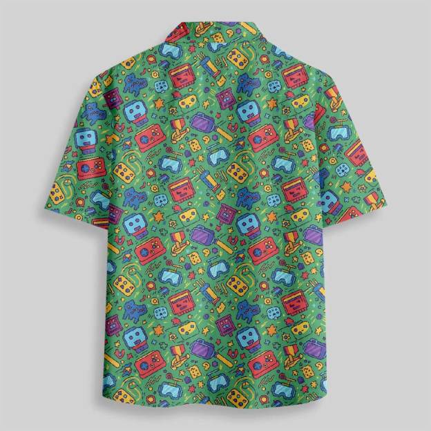 Retro Gaming Fiesta Button Up Pocket Shirt
