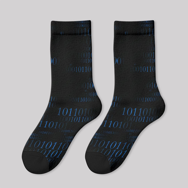 Binary Computer 1s and 0s Black Men's Socks