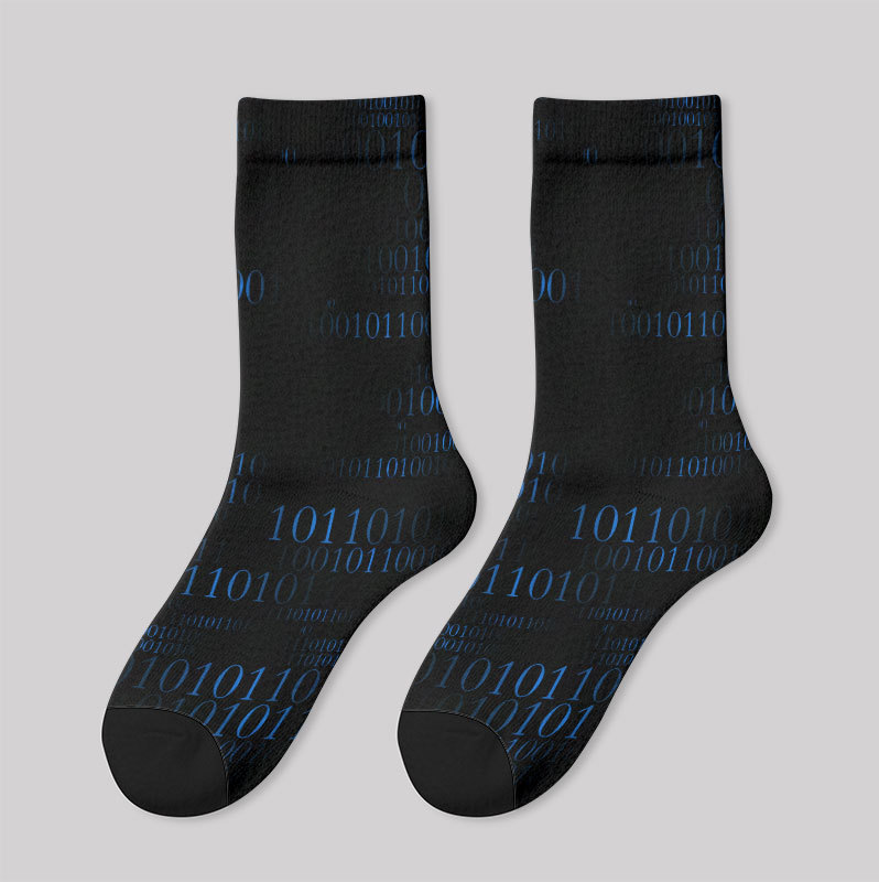 Binary Computer 1s and 0s Black Men's Socks