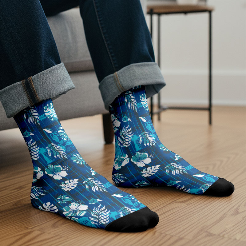 Mysterious Phone Booth Hawaiian Leaves Men's Socks
