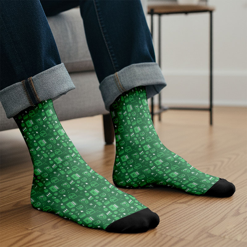 Spreadsheet Chic Green Men's Socks