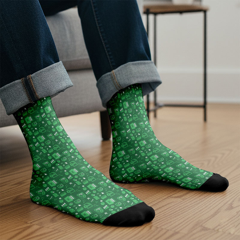 Spreadsheet Chic Green Men's Socks