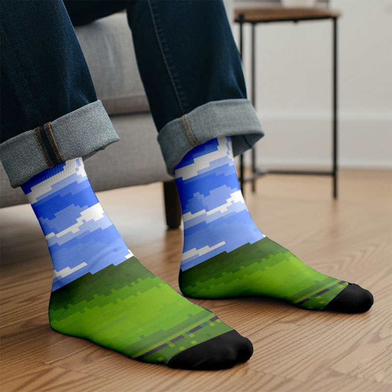 Win XP Wallpaper Pixel Men's Socks