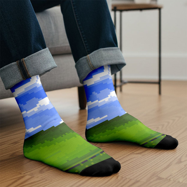 Win XP Wallpaper Pixel Men's Socks