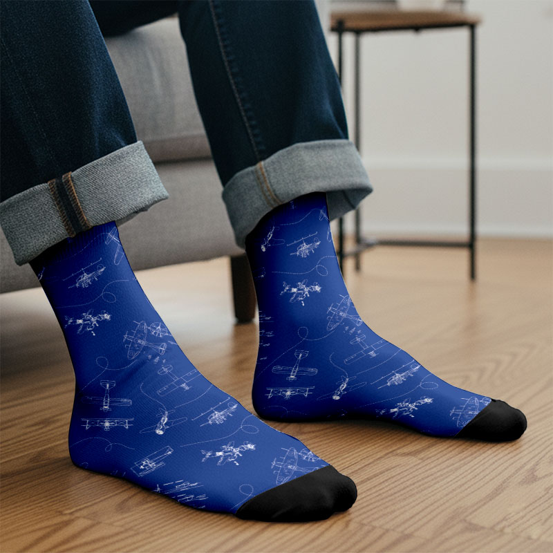 Aircraft Blueprint Men's Socks