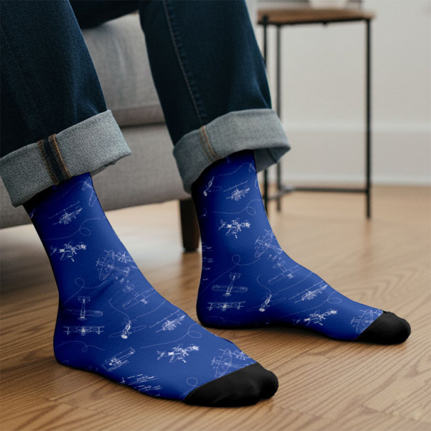 Aircraft Blueprint Men's Socks