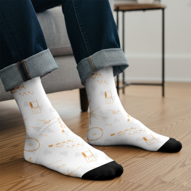 Space Voyager One Gold Disc Men's Socks