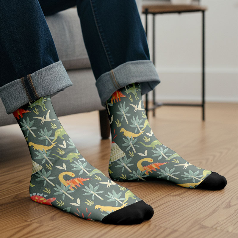 Dinosaur Primordial Forest Men's Socks