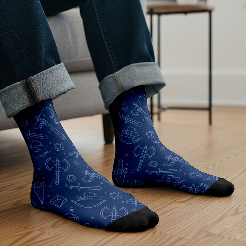 Scifi Medieval Weapons Blue Men's Socks