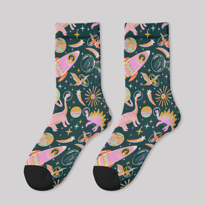 Colorful Dinosaur Planet Men's Socks