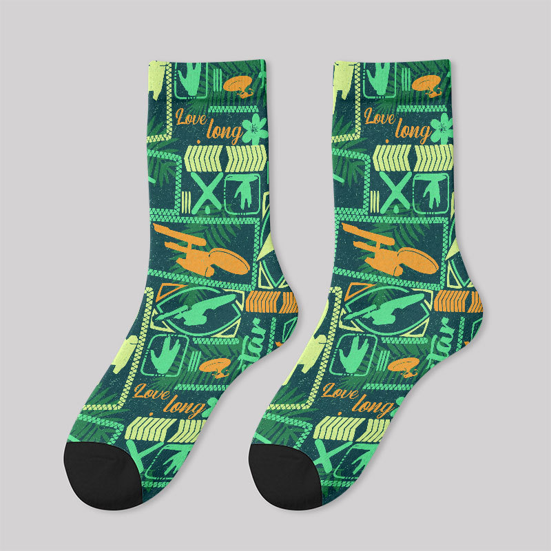 Scifi Space Cool Universe Green Men's Socks
