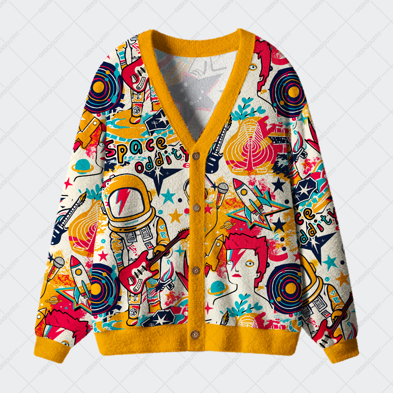 Space Oddity Geek Ugly Cardigan Sweaters 