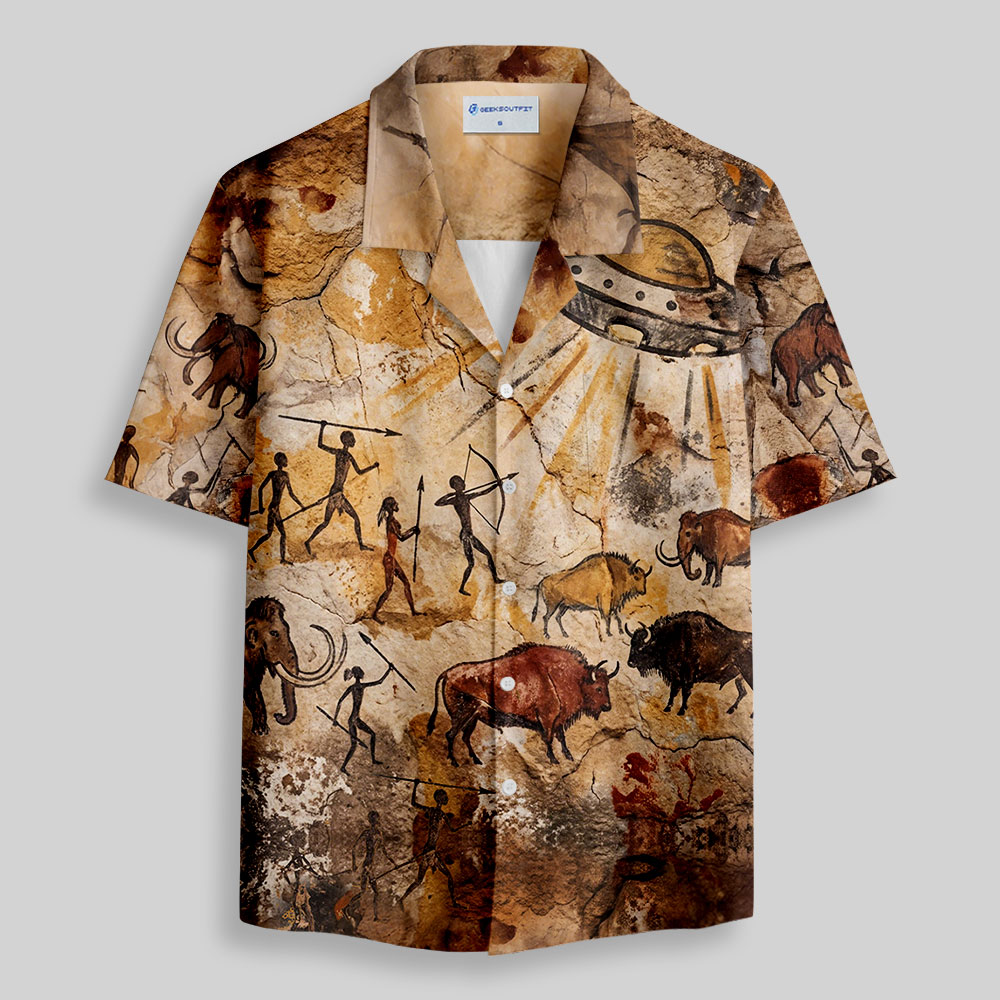 Full-Wall UFO Mural Button Up Pocket Shirt