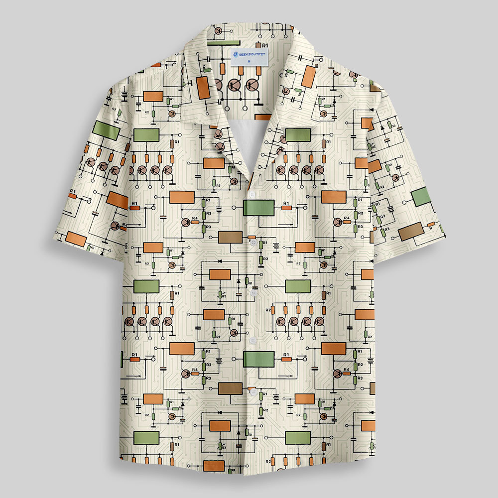 Retro Circuit Button Up Pocket Shirt