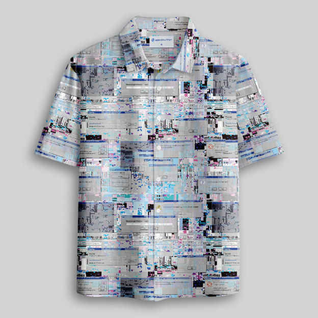 Glitch Error Screen Button Up Pocket Shirt