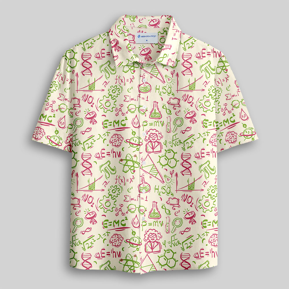 Science Symbols Button Up Pocket Shirt