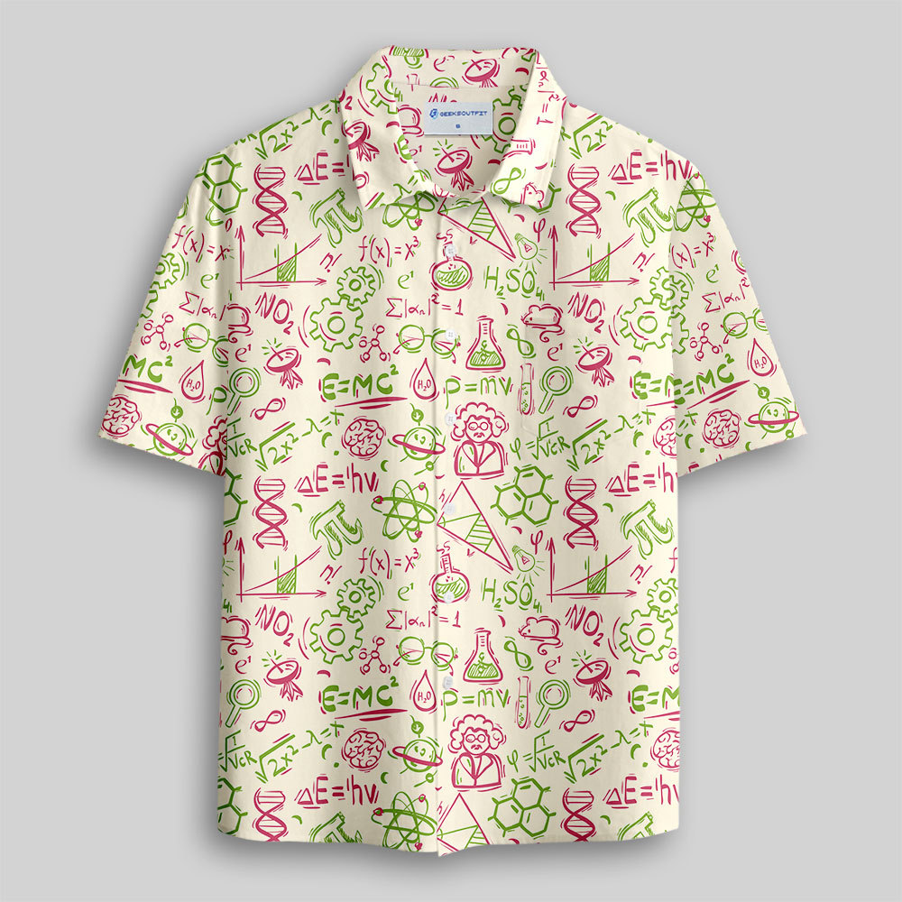 Science Symbols Button Up Pocket Shirt