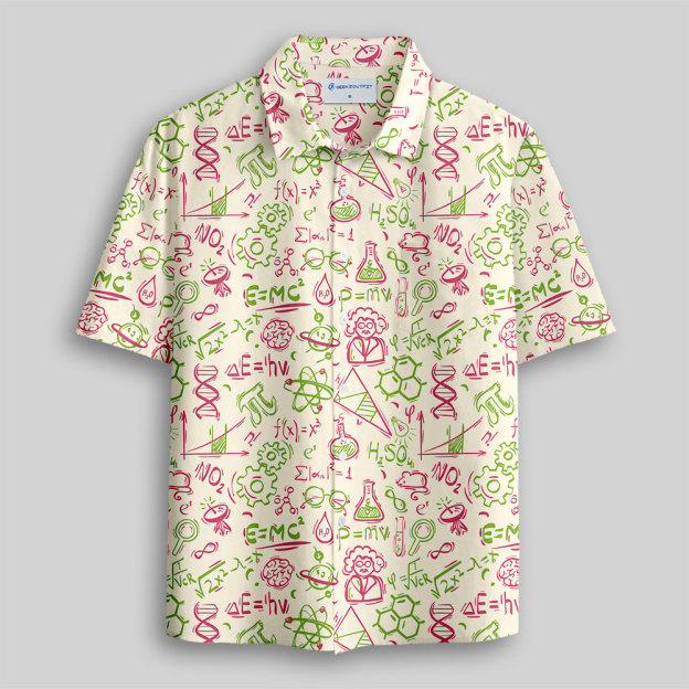 Science Symbols Button Up Pocket Shirt