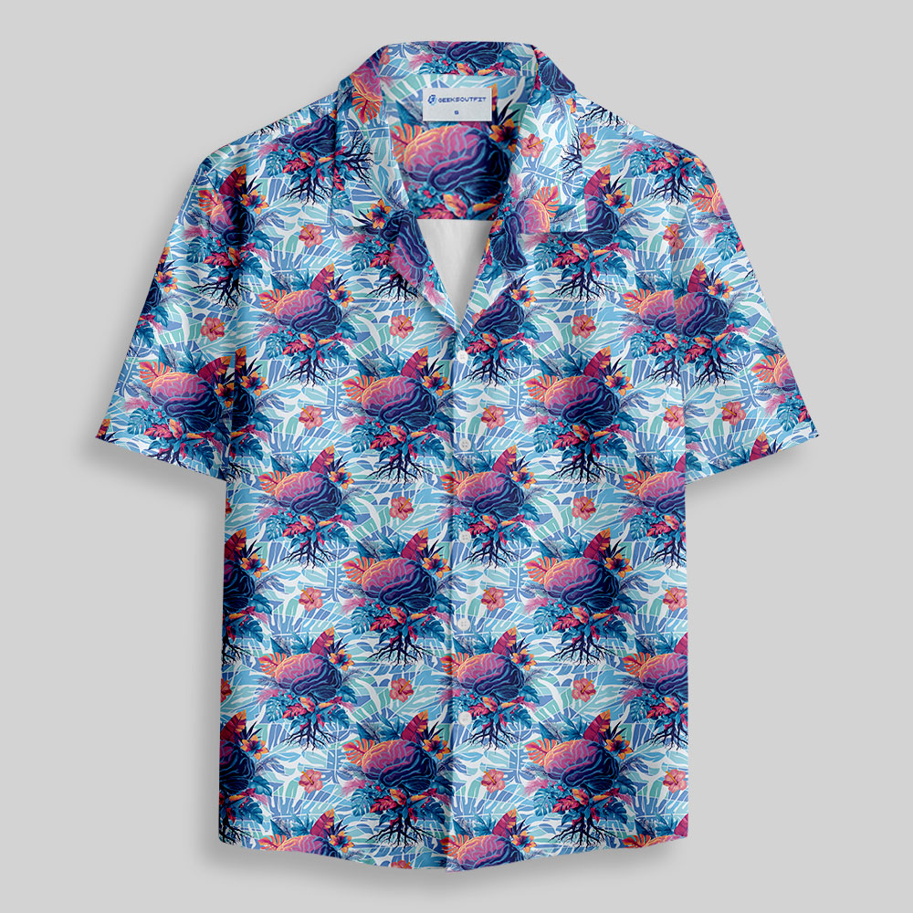 Cyber Tropic Blossom Button Up Pocket Shirt