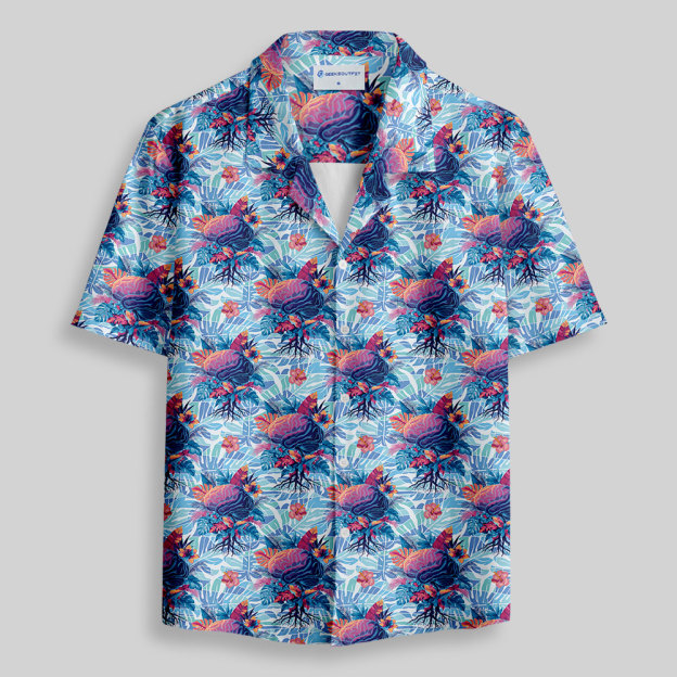 Cyber Tropic Blossom Button Up Pocket Shirt