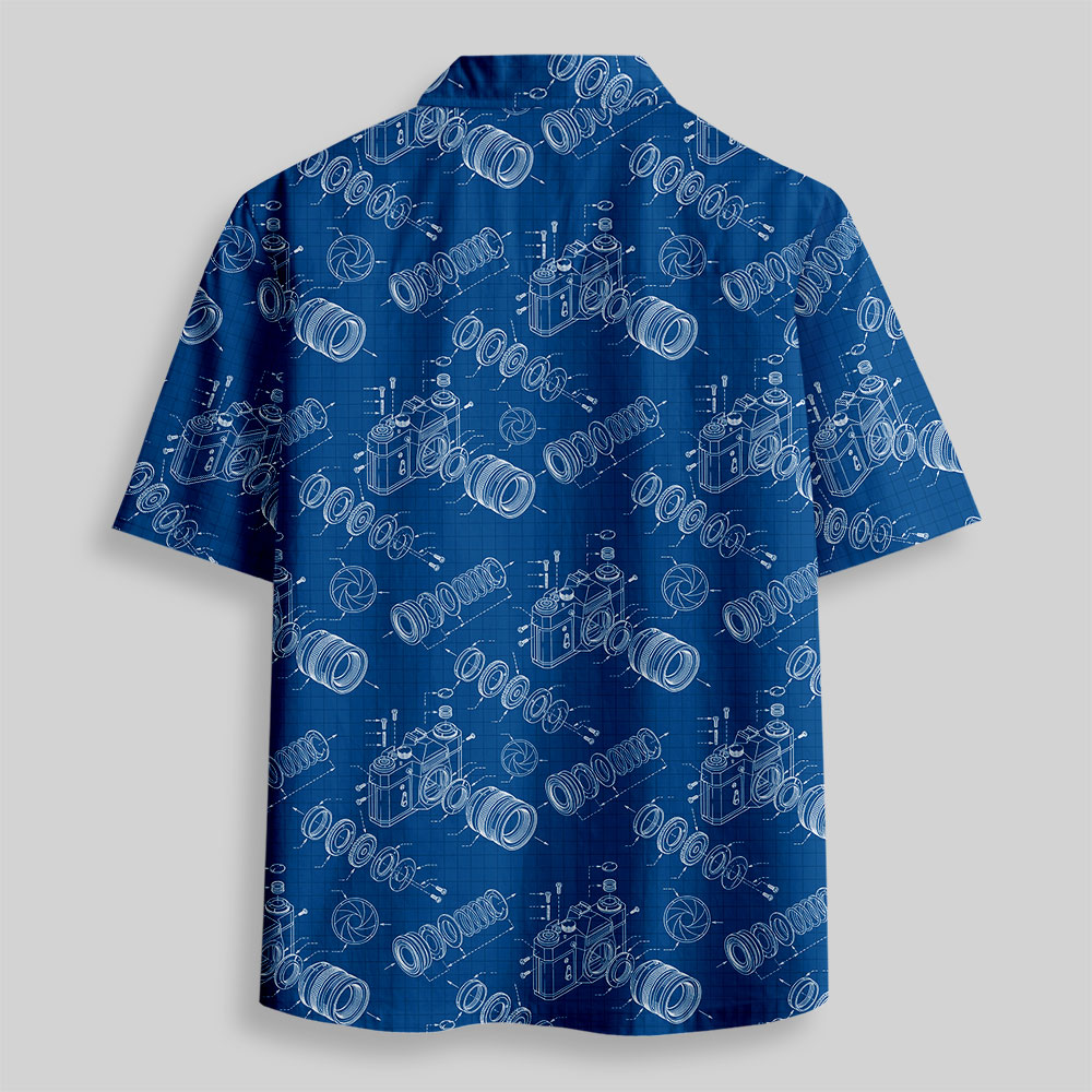 Camera Blueprint Button Up Pocket Shirt