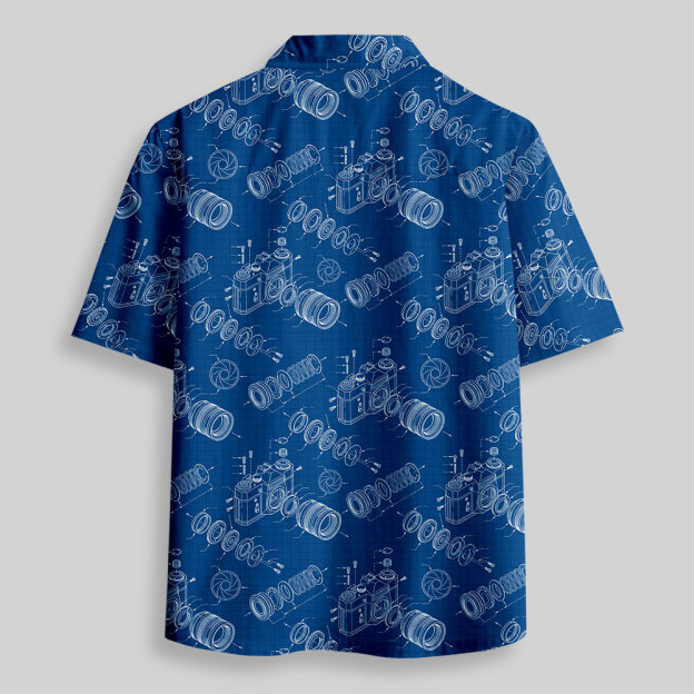 Camera Blueprint Button Up Pocket Shirt
