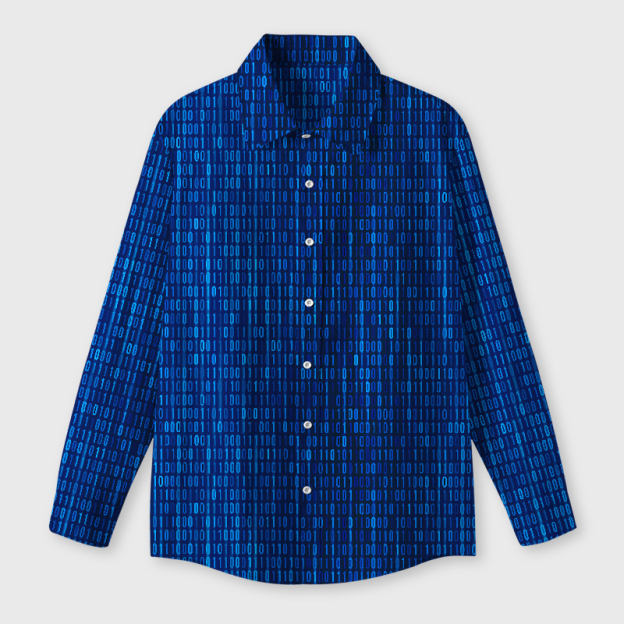Binary Computer 1s and 0s Blue Geek Long-Sleeved Shirt