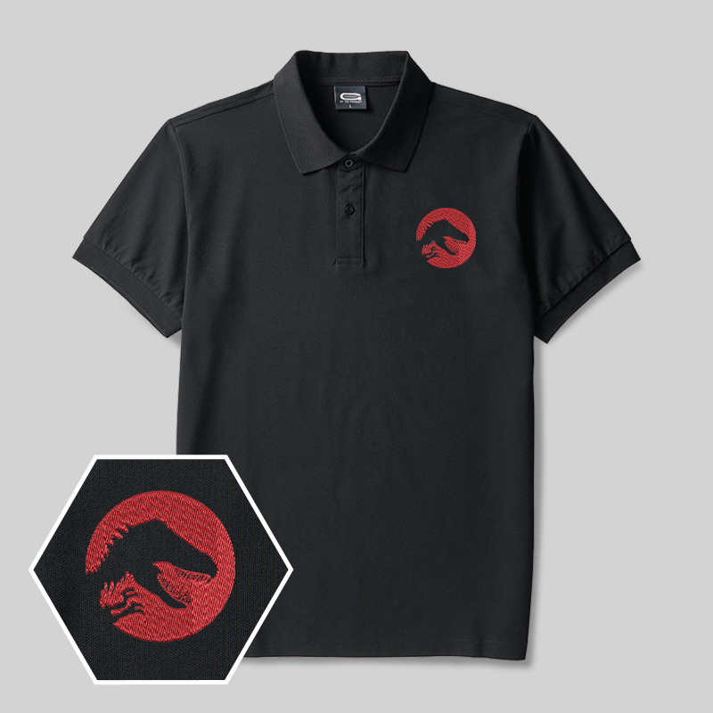Jurassic Emblem Geek Embroidered Polo Shirt