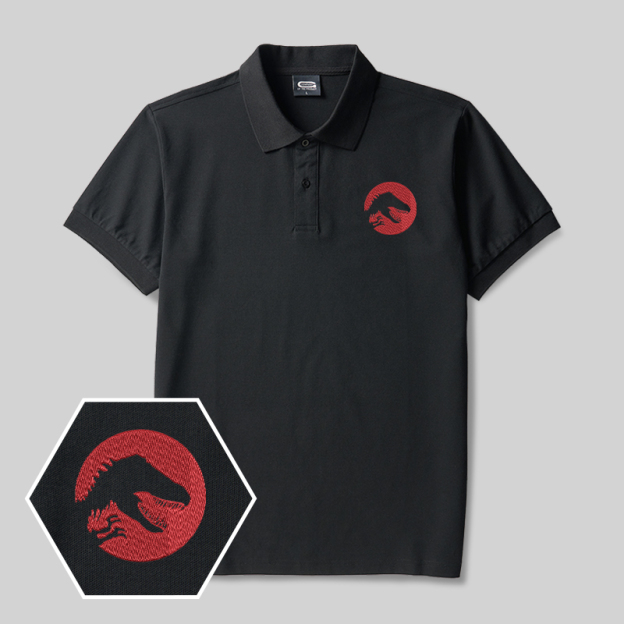 Jurassic Emblem Geek Embroidered Polo Shirt