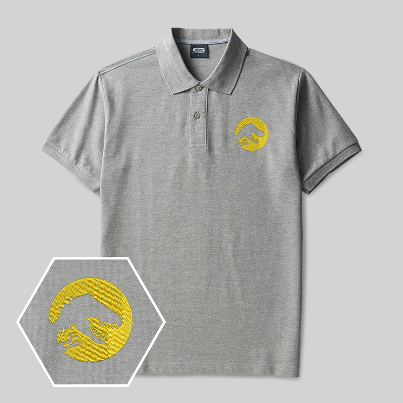 Jurassic Emblem Geek Embroidered Polo Shirt