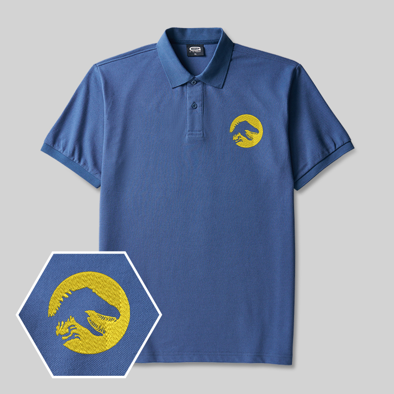 Jurassic Emblem Geek Embroidered Polo Shirt