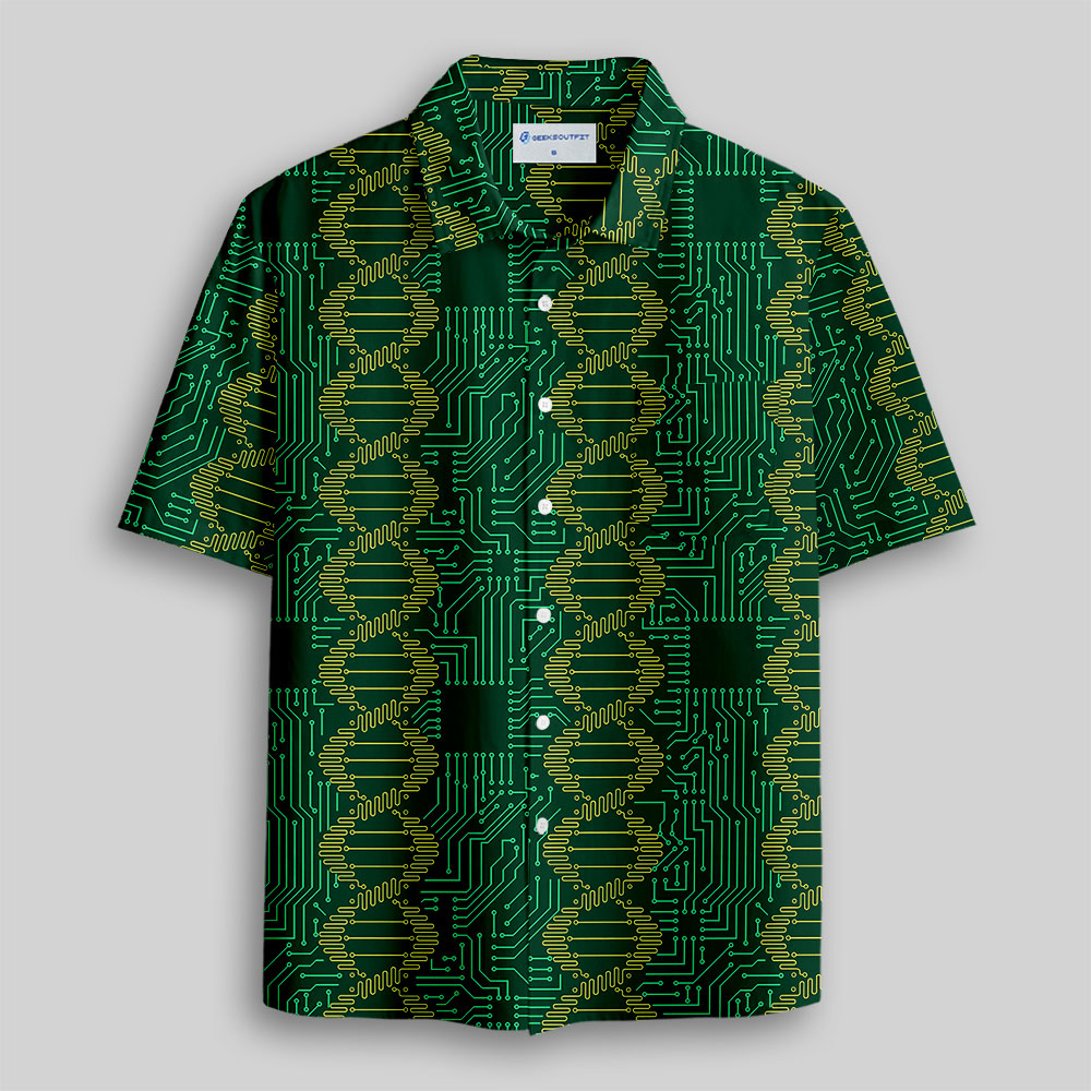 DNA Circuit Board Button Up Pocket Shirt