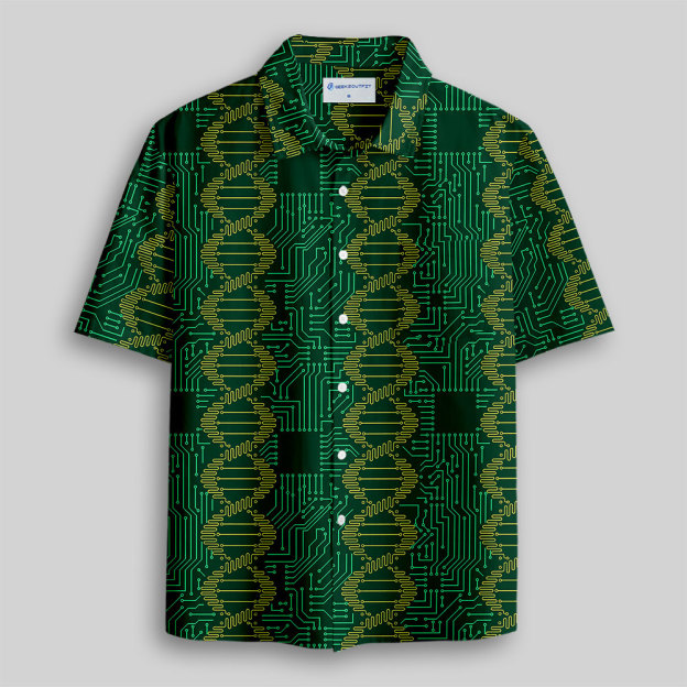 DNA Circuit Board Button Up Pocket Shirt