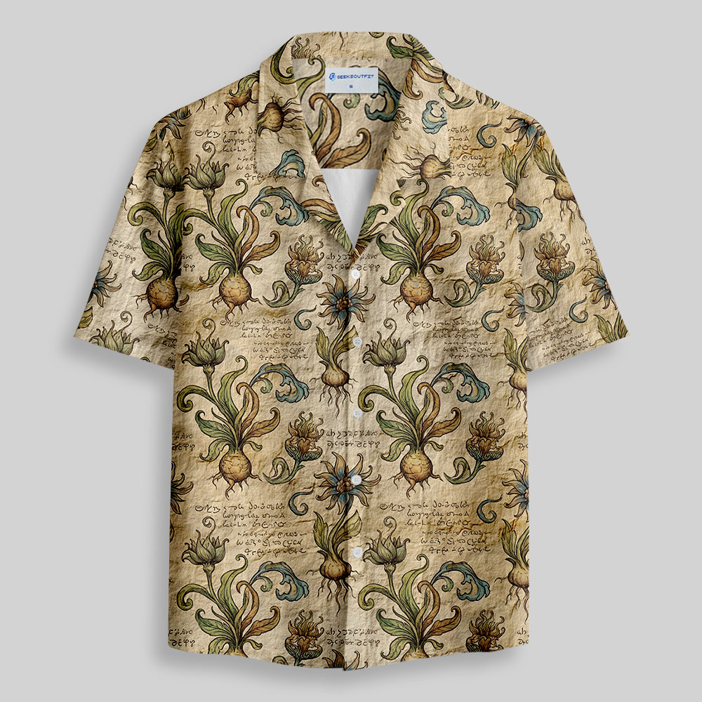 Voynich Manuscript Button Up Pocket Shirt